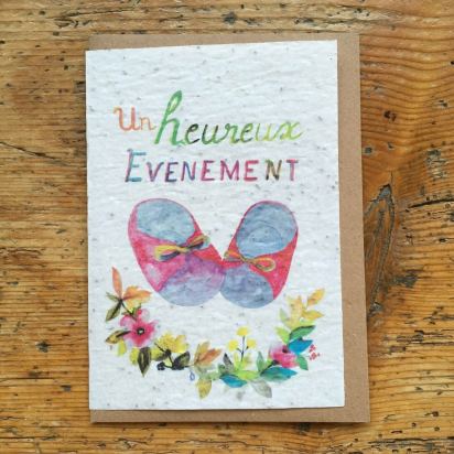 Carte à planter naissance - Heureux évènement rose - Les cartes de Lulu
