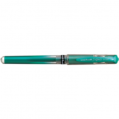 Stylo roller - Vert metallic - Signo Broad grip - Pointe large - Uni-ball