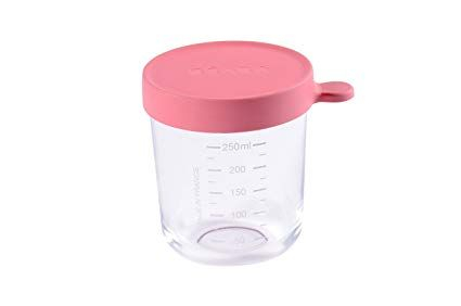 Pot en verre 250 ml rose foncé Beaba