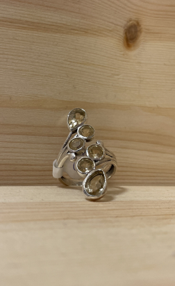 Bague citrine AA argent 925 réglabe Géo