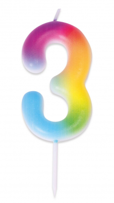 Bougie multicolore - chiffre 3