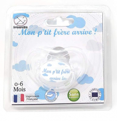 Sucette Tétine " Mon p'tit frère arrive ! " Irréversible Bijoux