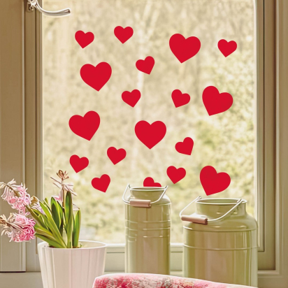 Ptit Clown stickers fenêtre cœur  St Valentin