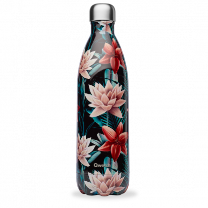 Bouteille Isotherme 1L Tropical noir Qwetch