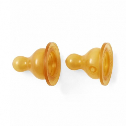 Lot de 2 tétines en caoutchouc débit lent HEVEA