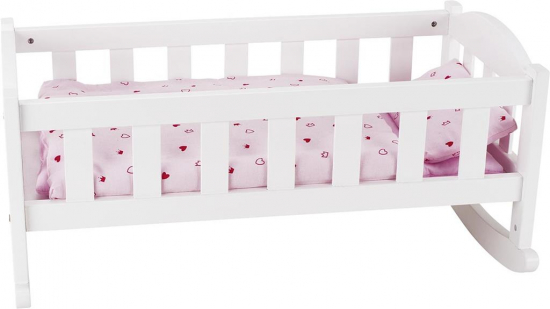 Lit en bois blanc pour poupée Goki