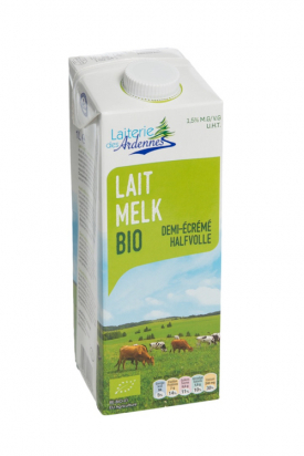Lait demi-écrémé bio 1L Laiterie Ardennes