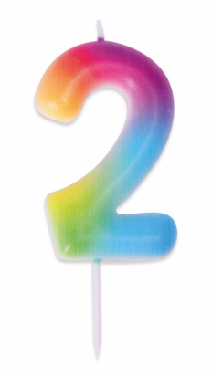 Bougie multicolore - chiffre 2