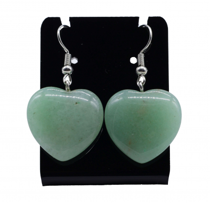 Boucles d'oreilles Coeur Aventurine 4cm