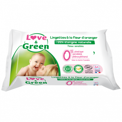 Lingettes Hypoallergéniques à la fleur d'oranger Love and green