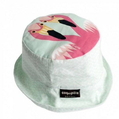 Bob / Chapeau de soleil coton BIO - Flamant rose - Coq en pâte