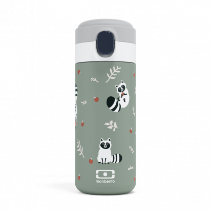 Bouteille réutilisable POP Isotherme 360ML vert Raccoon Monbento