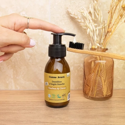 Dentifrice en pâte au charbon végétal et citron Flacon-Pompe 105g Comme Avant