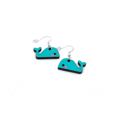 Boucle d'oreilles pendantes Baleine Aqua Elysta