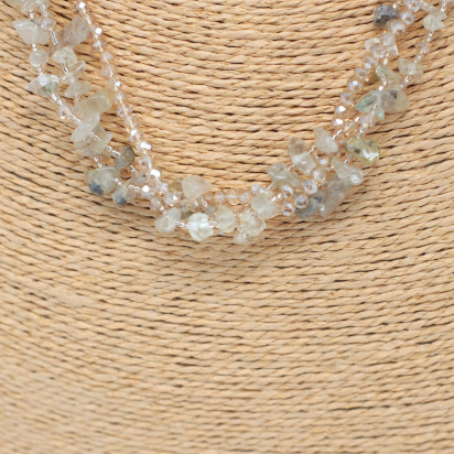 Collier en éclats de Pierre et perles Quartz fumé