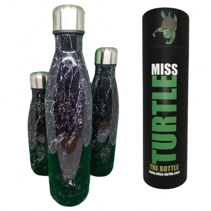 Gourde Isotherme 750 ml Marbre Délicat Noir Miss Turtle