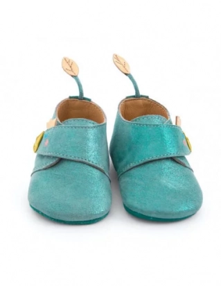 Chaussons en cuir oie bleu Le voyage d'Olga Moulin roty