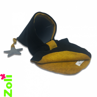 Capuchon enfant Polaire Noir/Ocre chiné Zoli