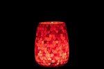 Photophore Mosaic Triangle Verre Rouge/Rose Jolipa