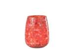 Photophore Mosaic Triangle Verre Rouge/Rose Jolipa