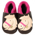 Chaussons en cuir Pololo chevaux POLLY marron-rose