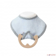 Bleu - Anneau de dentition en bois et son bavoir en bambou - Lullalove