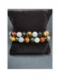 Bracelet Triple protection Labradorite, Obsidienne noire, Oeil de tigre perles 8mm