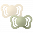 Lot de 2 tétines BIBS T1 Supreme silicone Ivory/Sage
