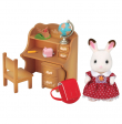 La fille Lapin Chocolat et bureau Sylvanian