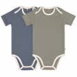 Bodys Bébé ( Lot de 2 ) - Manches Courtes GOTS Cozy Colors, Bleu/olive Lassig