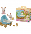 Les jumeaux lapin chocolat et la poussette Sylvanian families