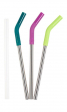 3 pailles droites en acier - Arc-en-ciel avec bout en silicone - Klean Kanteen