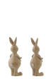 J-Line Lot de 2 lapins décoratifs fleuris en polyrésine – décoration intérieure