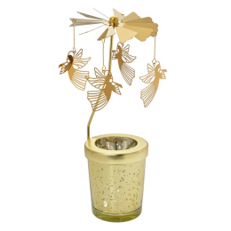 Photophore Porte-bougie gold Verre Métal Anges