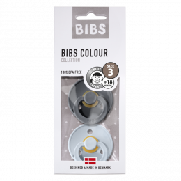 Lot de 2 tétines BIBS T3 Iron/Baby blue