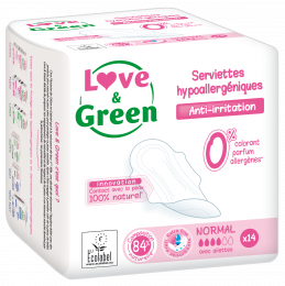 Serviettes hypoallergéniques NORMAL Love and green