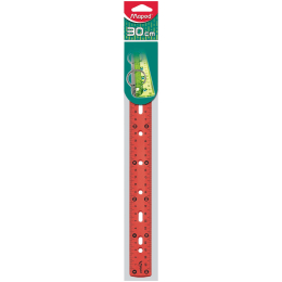 Règle perforée pour classeur 30 cm – Rouge – Maped