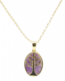 Collier Argent 925 Améthyste & arbre de vie