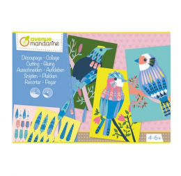 Coffret découpages et collages oiseaux chat Avenue mandarine