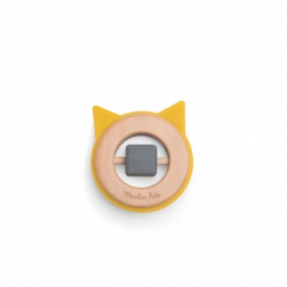 Hochet anneau de dentition bois et silicone Chat Les Moustaches Moulin roty