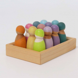 12 amis figurines pastel en bois -  Grimm's