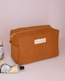Trousse de toilette Charlotte en velours côtelé Camel Maison scarlette
