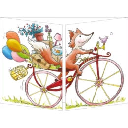 Carte renard sur un vélo cache cache