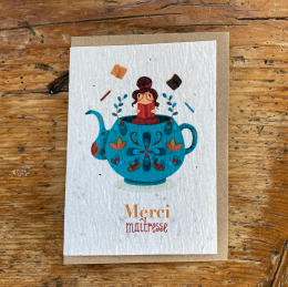 Carte à planter fin d'année scolaire - Merci maîtresse - Les cartes de Lulu