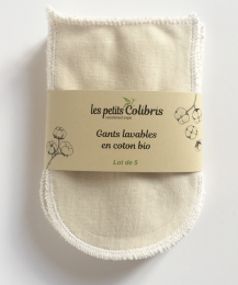 Gants lavables en coton bio Les petits colibris