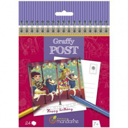 Carte postale à colorier Graffy post - Avenue Mandarine