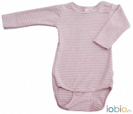 Body manches longues GOTS - rose clair ligné - Iobio