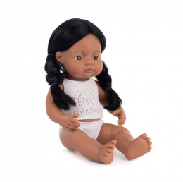 Poupée Fille cheveux foncé 38 cm Miniland
