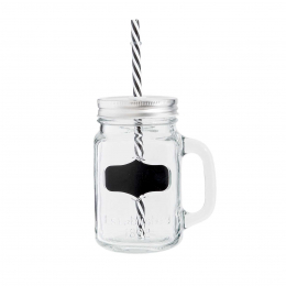 Gobelet en verre avec paille - Ardoise