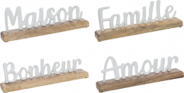 Mots Famille Sur Pied Aluminium/Bois Blanc Jolipa